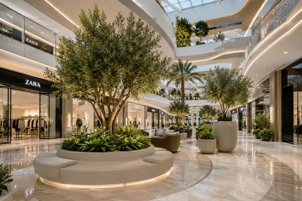 Artificial Plants in Lobby of a Mall